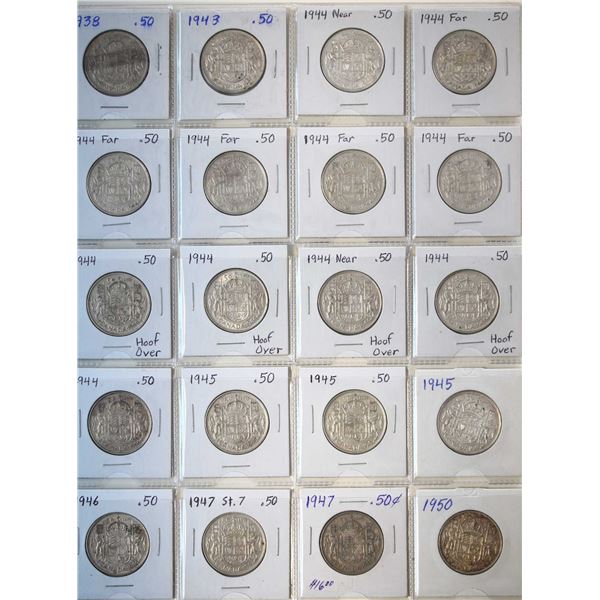1938 50¢ to 1960.  Lot of 40 pcs EF to UNC on average with some exceptions.  No key dates.  See Pic.