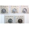 Image 1 : 1941 50¢, 1942, 1945, 1952, 1953 "Small Date; Cameo".  Lot of 5 coins ICCS Choice About Uncirculated
