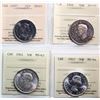 Image 1 : 1941 50¢, 1946, 1957, 2007, all 4 coins ICCS Choice About Uncirculated-55 to Choice Mint State-64