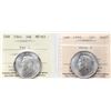 Image 1 : 1943 50¢ "Far3", 1944 "Near4". Both coins  ICCS Choice Mint State-63