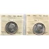 Image 1 : 1943 50¢ "Near 3 & Far 3" Both coins ICCS Choice Mint State-63 and Brilliant