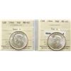 Image 1 : 1944 50¢ "Near 4", 1944 "Far 4" Both coins ICCS Choice Mint State-63.