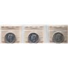 Image 1 : 1946 50¢, 1947 "Cr7, 1947 "Straight 7". Lot of 3 coins, all  ICCS Mint State-60 to Choice Mint State