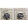 Image 1 : 1947 50¢ "Straight 7", 1954.  Both coins ICCS Mint State-60 to Choice Proof-Like-63