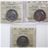 Image 1 : 1947 50¢ "Curved Right 7", 1947 "Straight 7", 1947 "ML".  Lot of 3 coins all ICCS Choice Very Fine-3