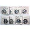 Image 1 : 1953 50¢ "Small Date" (8).  Lot of 8 coins all certified ICCS Choice Mint State-63