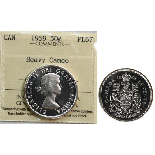 1959 50¢ ICCS Superb Gem Proof-Like-67 Heavy Cameo