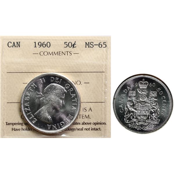 1960 50¢ ICCS Gem Mint State-65 Very flashy example.