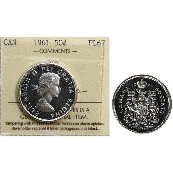 1961 50¢ ICCS Superb Gem Proof-Like-67 Ultra Heavy Cameo