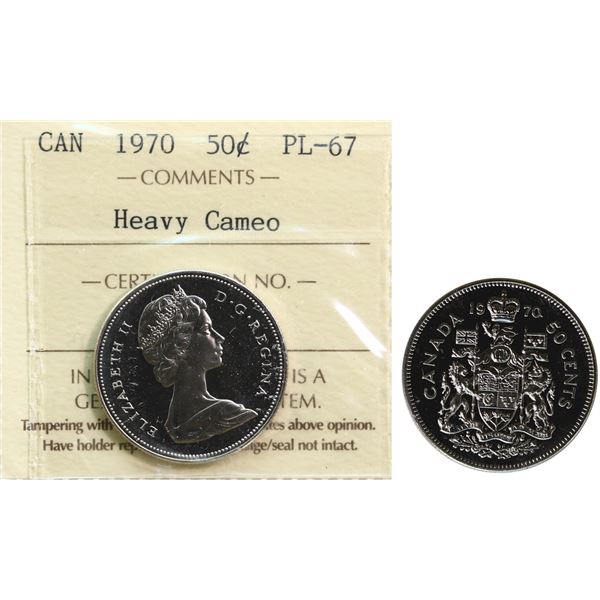 1970 50¢ ICCS Superb Gem Proof-Like-67 Heavy Cameo