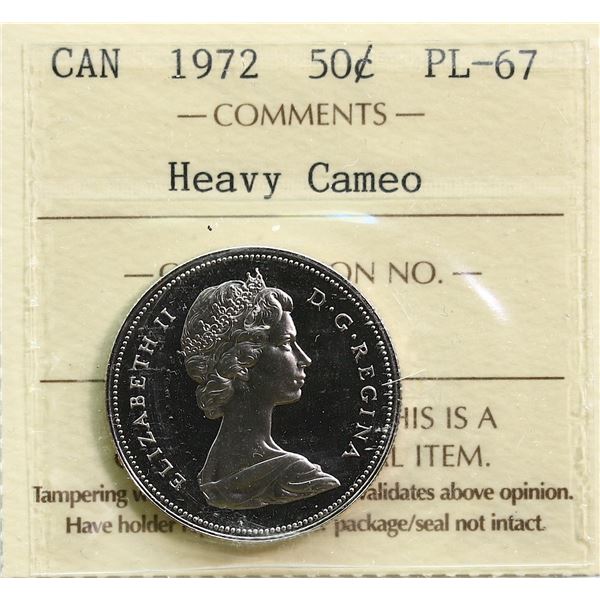 1972 50¢ ICCS Superb Gem Proof-Like-67 Heavy Cameo