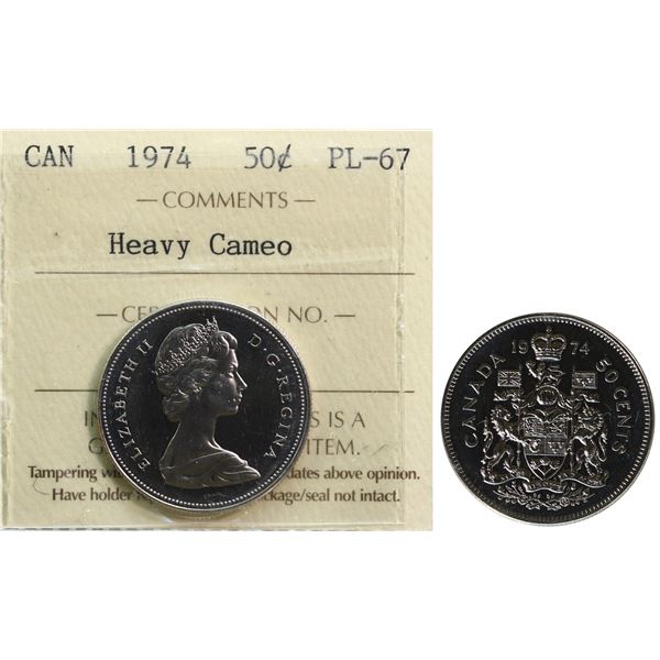 1974 50¢ ICCS Superb Gem Proof-Like-67 Heavy Cameo
