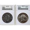 Image 1 : 1935 $1  ANACS Choice Mint State-64, 1938 $1 ANACS Choice About Uncirculated-55, Lot of 2 coins.
