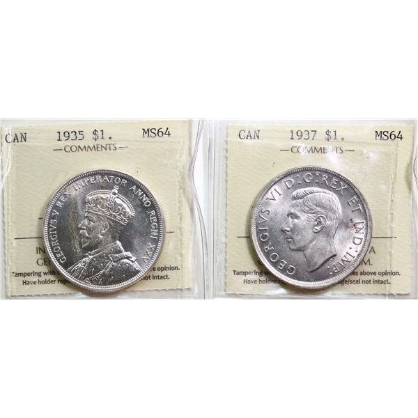 1935 $1, 1937 ICCS Choice Mint State-64
