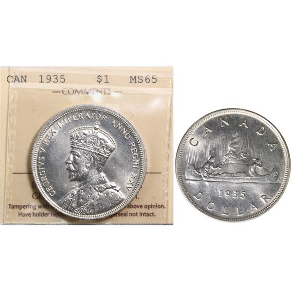 1935 1$ "Dbl XXV" ICCS Gem Mint State-65 Fully brilliant and lustrous.