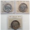 Image 1 : 1935 $1 "Obv-002", 1937, 1949.  Lot of 3 coins ICCS Choice About Uncirculated-58 to Gem Mint State-6