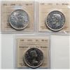 Image 1 : 1936 $1, 1951, 1955 "Arnprior with Die Breaks". Lot of 3 coins ICCS MS-62