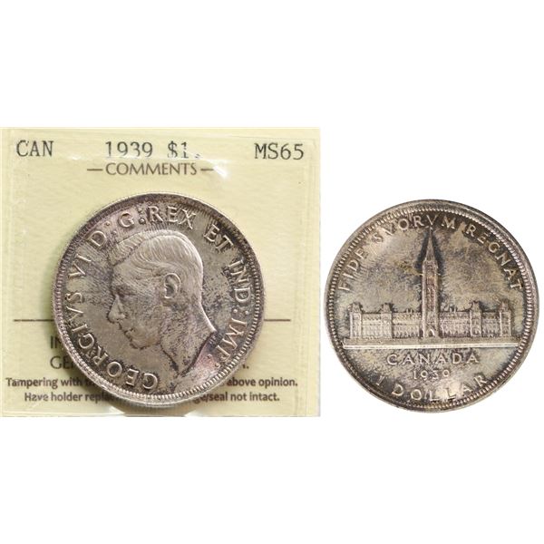 1939 $1 ICCS Gem Mint State-65, attractive gold and russet tones over full underlying lustre.