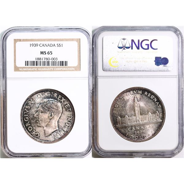 1939 $1 NGC Gem Mint State-65 Superbly toned.
