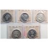Image 1 : 1939 $1, 1946, 1953 "NSF", 1954, 1955, All 5 coins ICCS Mint State-60