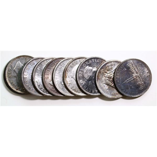 1939-1958 $1, Lot of 10 Silver dollars VF or better.