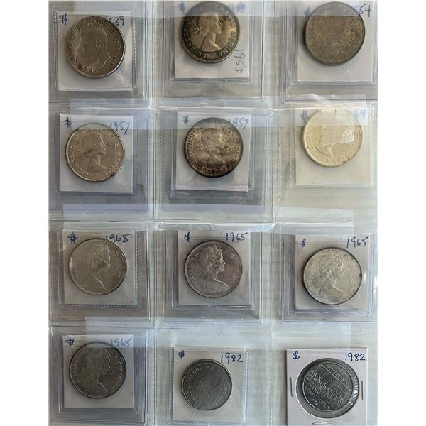 1939-1982 $1 EF to Uncirculated.  Lot of 12 coins.