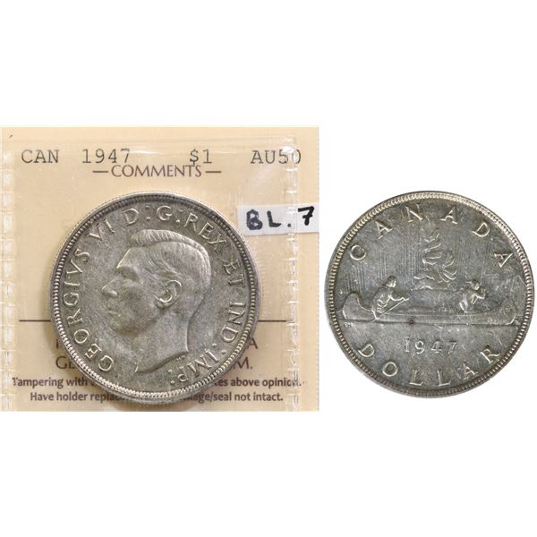 1947 $1 "Blunt 7" ICCS About Uncirculated-50