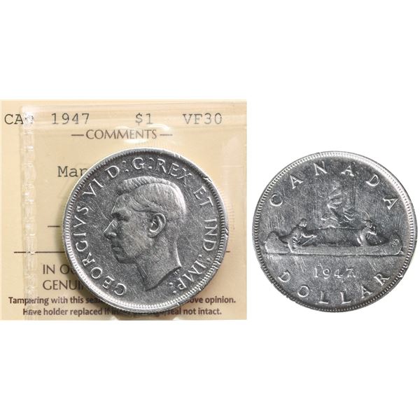 1947 $1 "Maple Leaf" ICCS Choice Very Fine-30
