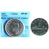 Image 1 : 1947 $1 "Maple leaf, "Dbl HP, Cleaned" CCCS Extra Fine-40
