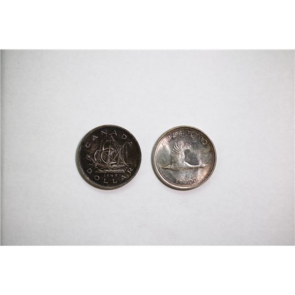 1949 $1, 1967 $1 Silver Dollar.  Lot of 2 coins