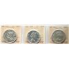 Image 1 : 1951 $1, 1955, 1956. Lot of 3 coins all  ICCS Choice Mint State-63