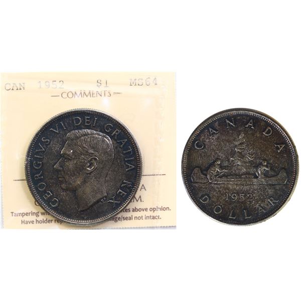 1952 $1 WL ICCS Choice Mint State-64.  Attractive rustic tones.