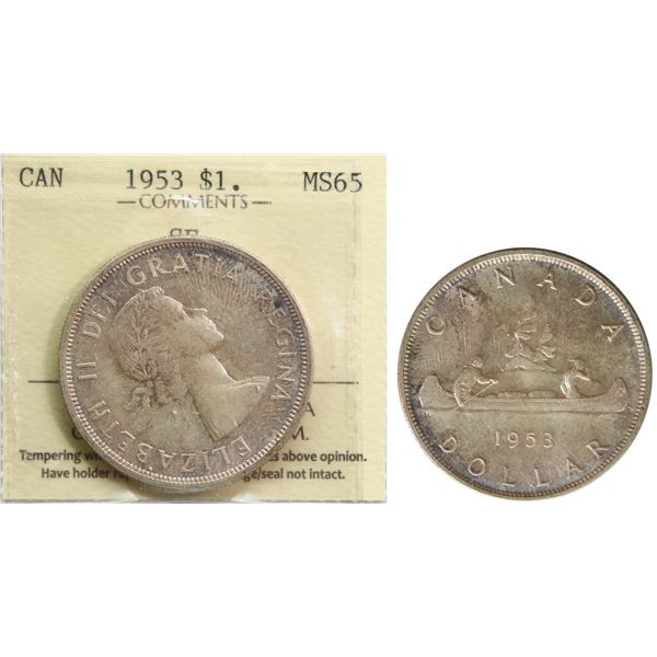 1953 $1 "SF" ICCS Gem Mint State-65 Very light toning over full underlying lustre.