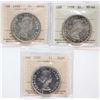 Image 1 : 1956 $1 Choice Mint State-63, 1959 Choice Mint State-64, 1960 Choice Proof-Like-64, All 3 coins ICCS
