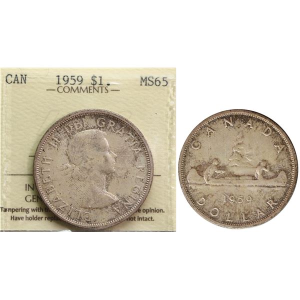 1959 $1 ICCS Gem Mint State-65, Smooth russet tones over full underlying lustre.
