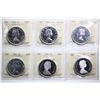 Image 1 : 1960 $1 (3), 1961, 1982, 1987, Lot of 6 coins ICCS About Uncirculated-50 to Proof-67.
