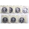 Image 1 : 1961 $1 Cameo. Lot of 7 coins ICCS Mint State-60 to Choice Mint State-62