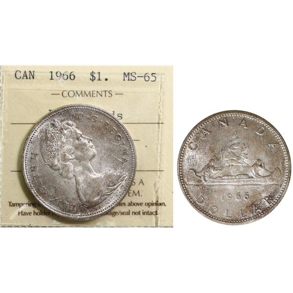 1966 $1 Large Beads ICCS Gem Mint State-65