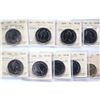 Image 1 : 1977 $1 Nickel to 1985 & 2020 Lot of 9 coins all ICCS Gem Mint State-65 to Superb Gem Mint State-66.