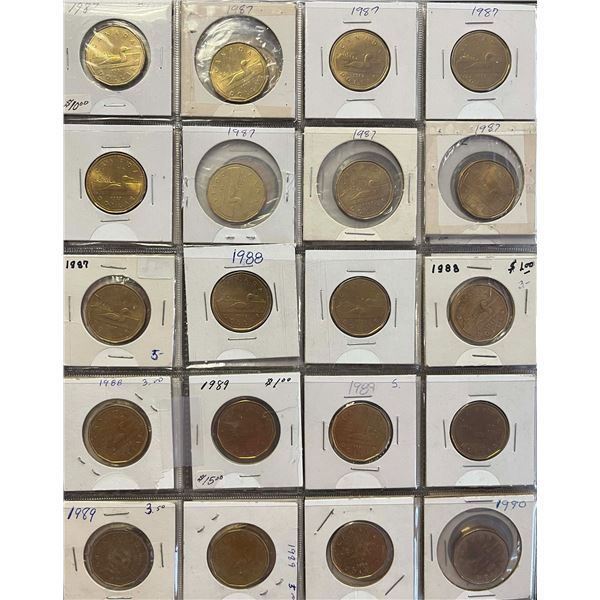 1987 $1 Loon to 2022.  Lot of 196 issues Circ to UNC issues.