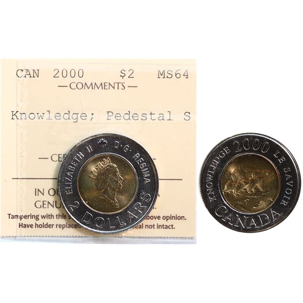 2000 $2 "Knowledge - Pedestal S" ICCS Choice Mint State-64