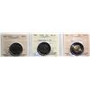 Image 1 : 2007 $2 ICCS Gem Mint State-65, 2010 "Numismatic BU" ICCS Superb Gem Mint State-67, 2022 "Black Ring