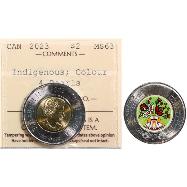 2023 $2 "Indigenous; Colour - 4 Pearls ICCS Choice Mint State-63
