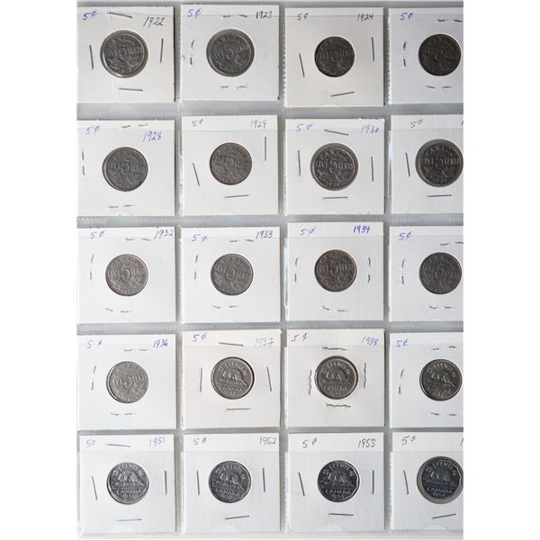 Collection of Canadian decimal coins & banknotes.  1922-1981. Over 150 pieces. Includes several silv