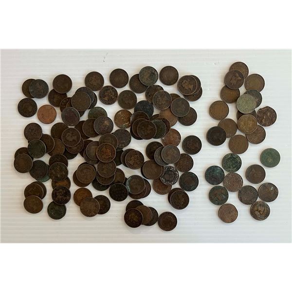Lot of 144 Large Cents; 120 Victoria & 24 Edw.& Geor V, 1859-1920 All culls.  No return!