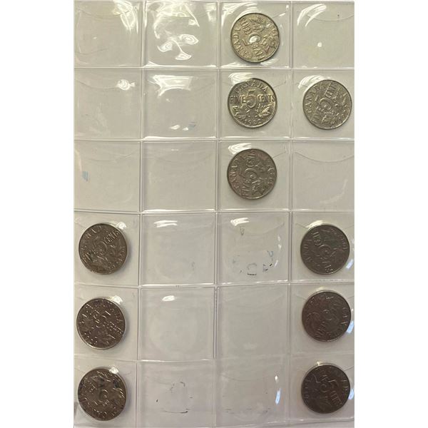 1922 to 2022 5¢ Lot over 260 coins in 4 Unisafe Blue Books.