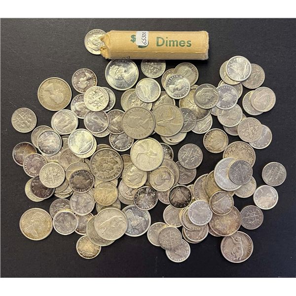 Bullion Lot;  includes $17 Face value silver, many BU pcs 1953 to 1965 mostly & USF $2.40.