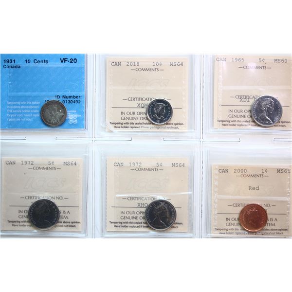 Canada & World coin Lot; various coins from different countries including several silver issues.  Al