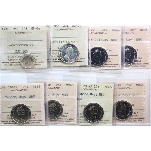 Certified Coin Lot; Includes various denominations and grades, most ICCS graded.  Lot of 15 coins.