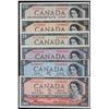 Image 1 : Devil's face Set; 1954 $2 BC-30a, $5 BC-31a, $10 BC-32a, $20 BC-33a, $50 BC-34a  Lot of 7 notes with
